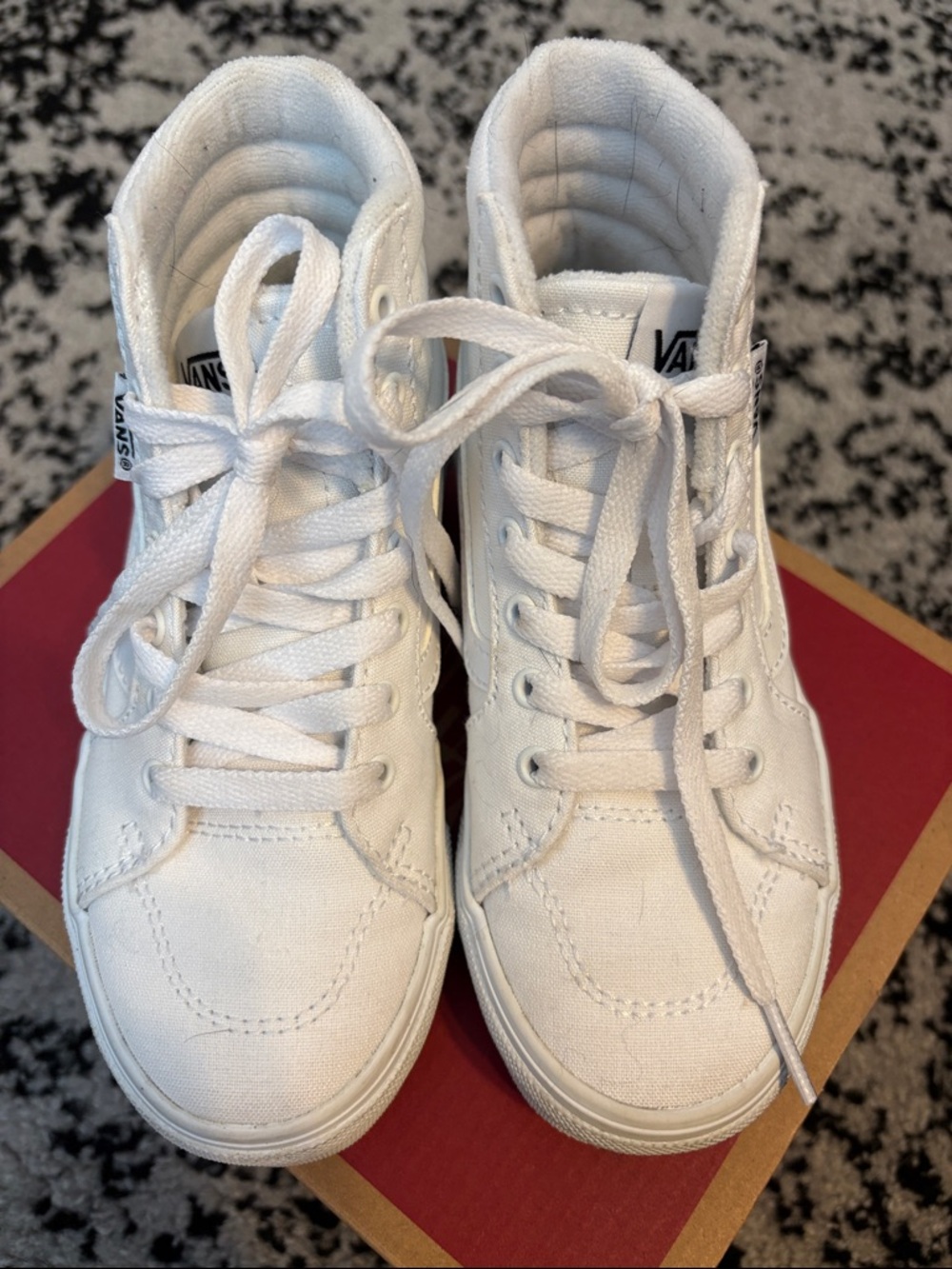 Vans Kids White High-Top Canvas Sneakers - Youth Lace-Up